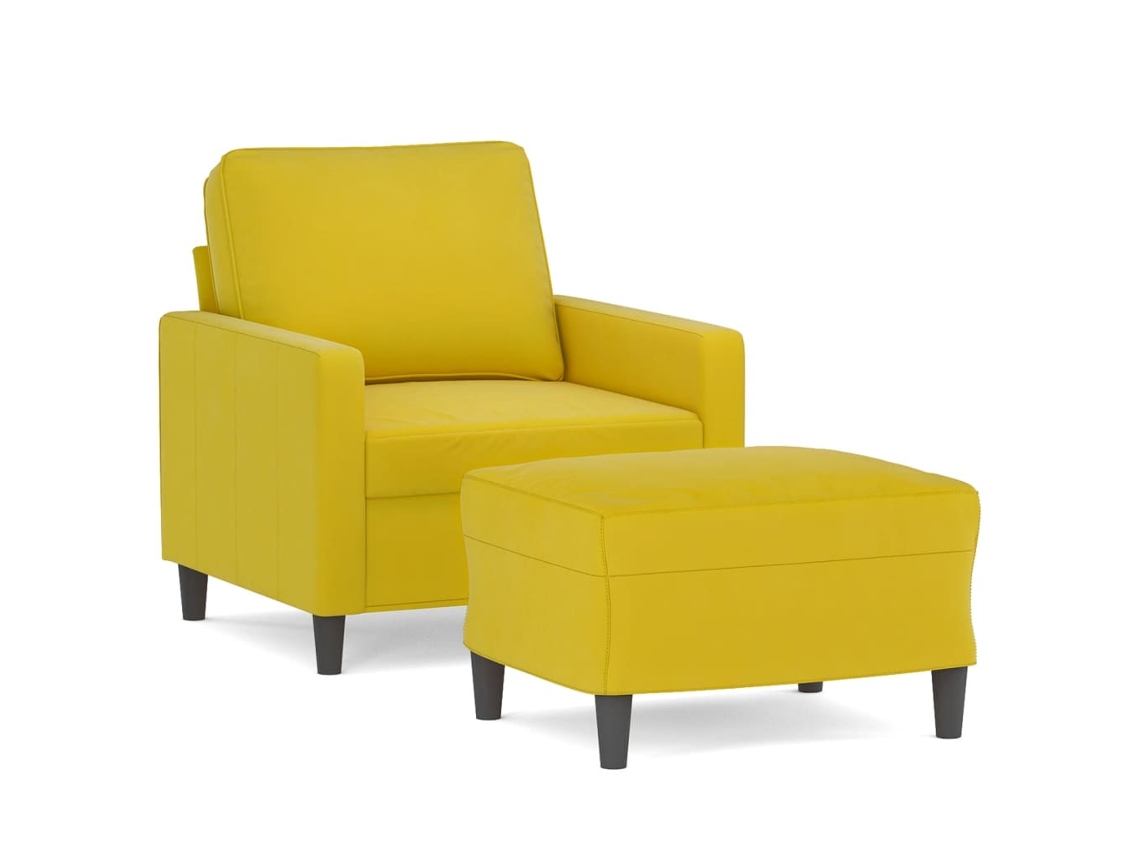 Sofa Chair With Footstool, Sofa Chairs With Footstools Vidaxl Amarelo Veludo (n/a)