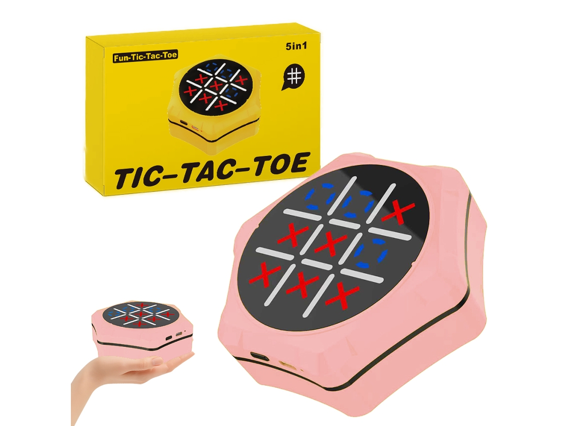 Jogo da Velha Educativo Portátil, 5 em 1, Rosa AQUAFORGE