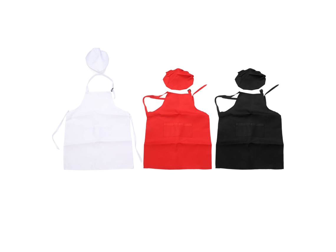 3 Conjuntos Avental E Chapéu De Cozinheiro Para Crianças Vermelho Preto Branco Adorable Confortável