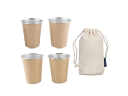Copo de Água Inox 304 350ml 4 Peças Bege