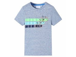 T-shirt De Manga Curta Para Criança Azul-mesclado 140