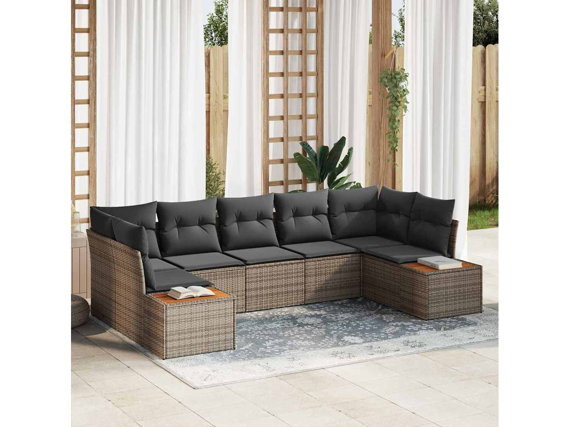 Vidaxl Conjunto De Sofá De Jardim 7 Unid. 7-número De Lugares Cinzeto