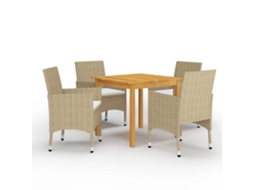 Conjunto De 5 Peças De Jantar Para Jardim Bege Dkd Home Decor