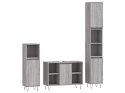 Bathroom Furniture Set, Bathroom Furniture Sets Vidaxl Cinzeto Madeira Processada (n/a)