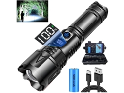 Lanterna Yunzii A03 100.000 Lumens Usb C Recarregável Super Bright Led Alimentada Por Bateria Zoomable À Prova Dágua 5 Modos Preto