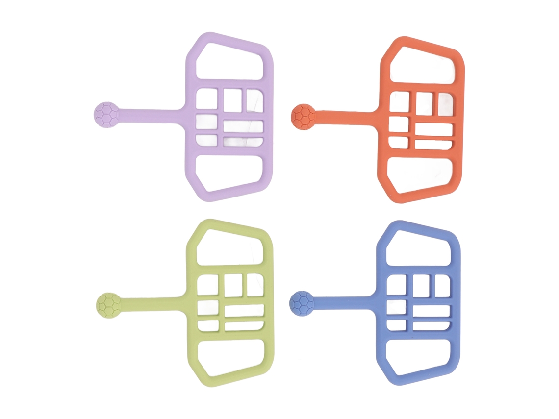 Primerox 4pcs Chupeta de Silicone para Bebê Brinquedo Molar Alivio Gengivas Dentes Futebol Grid