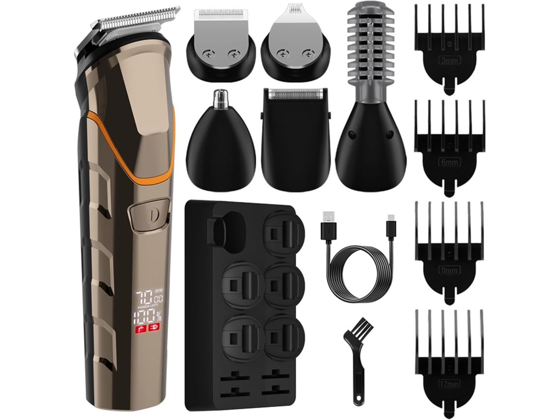 Barbeador Recarregável SFUSHOS para Homens, Baixa Estatura, Textura em Aço Inoxidável, Portátil