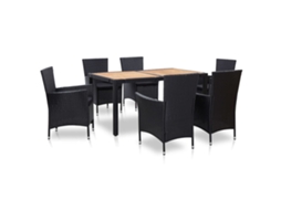 Dining Set, Dining Sets Vidaxl Preto Rattan / Vime (mesa Com 150 Cm De Comprimento)