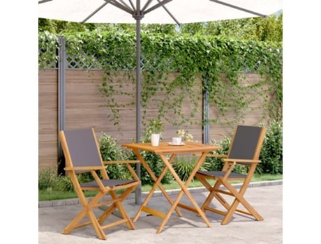 Conjunto 3 Peças Bistro Tído E Madeira Maciça Antracite Dkd Home Decor