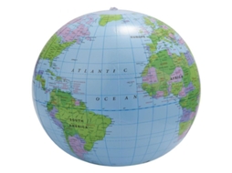 Globo Inflável De Brinquedo De 40 Cm Tellurio Mapa De Geografia Pvc Para Educação, Praia E Piscina Azul