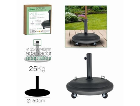 Suporte Guarda-Sol de Cimento Preto 25 kg Diam 50 Cm FORNOR