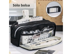 Estojo Transparente De Cinco Camadas (preto), Com Grande Capacidade E Design Leve.