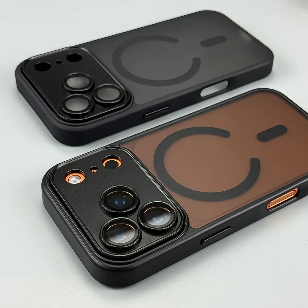 (iphone 16 Preto) Capa Protetora Semitransparente, Fecho Magnético, Resistente A Choques E Quedas.