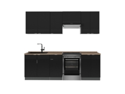 Cozinha Fame-line, 240cm, Pt Carvalho, Preto Listrado/anfacito, Antracite, Vicco
