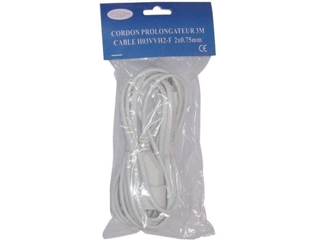 Extensão 2x0,75 Mm² 3 M Branco Satiplugs France
