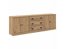 Conjunto 3 Buffet Vidaxl Castanho Derivados De Madeira (210 X 35,5 X 67,5 Cm)