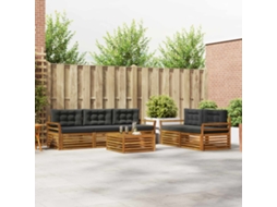 Vidaxl Conjunto De Sofás Para Exterior 6 Unid. Natural E Antracite