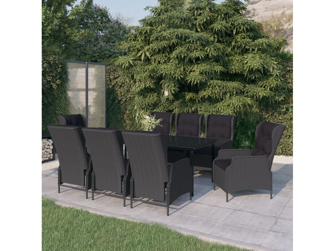 Vidaxl 9 Pcs Conjunto de Jantar para Jardim Cinzento escuro