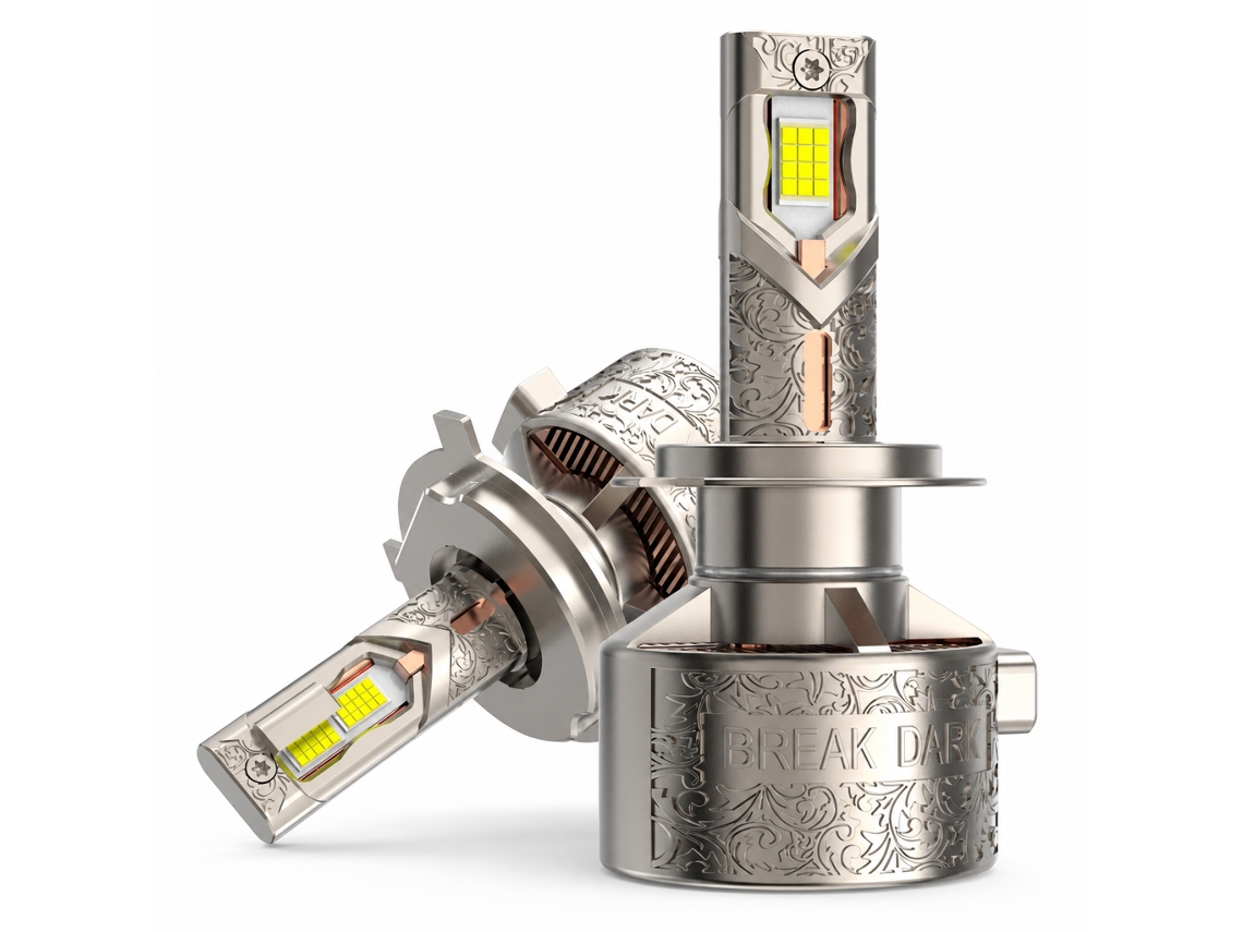 Lâmpada Led Para Farol Automóvel Redsea R36, Encaixe 9007, 270 W, 27000 Lm, 4 Tubos De Cobre, Champanhe Dourado