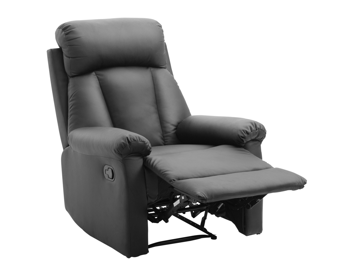 Poltrona Relax Em Pu Preta 80x97x107cm Com Apoio Pés E Assento Acolchoado