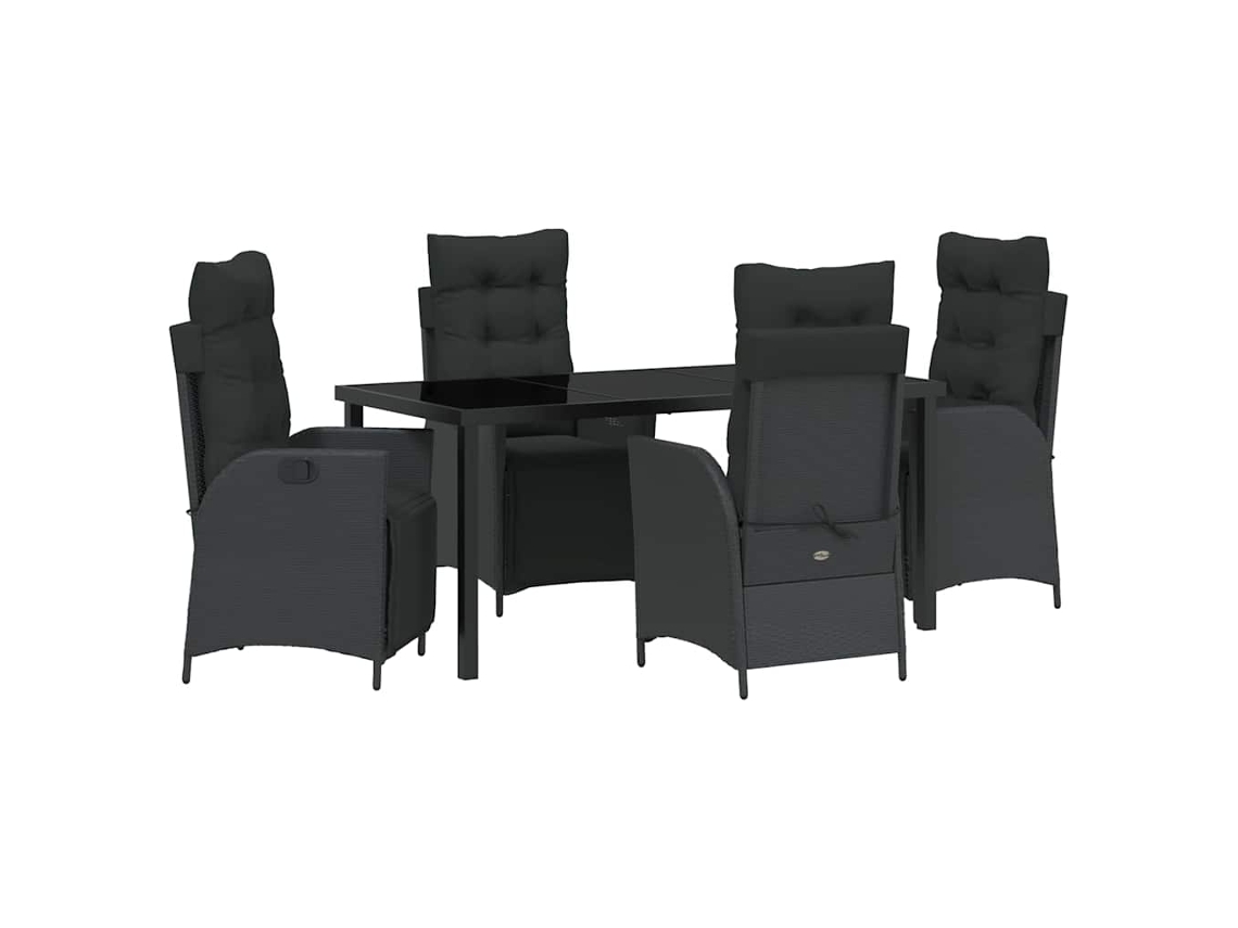 Maison Exclusive - Conjunto De Jantar Para Jardim Com Almofada 5 Pcs Preto Vime Pe