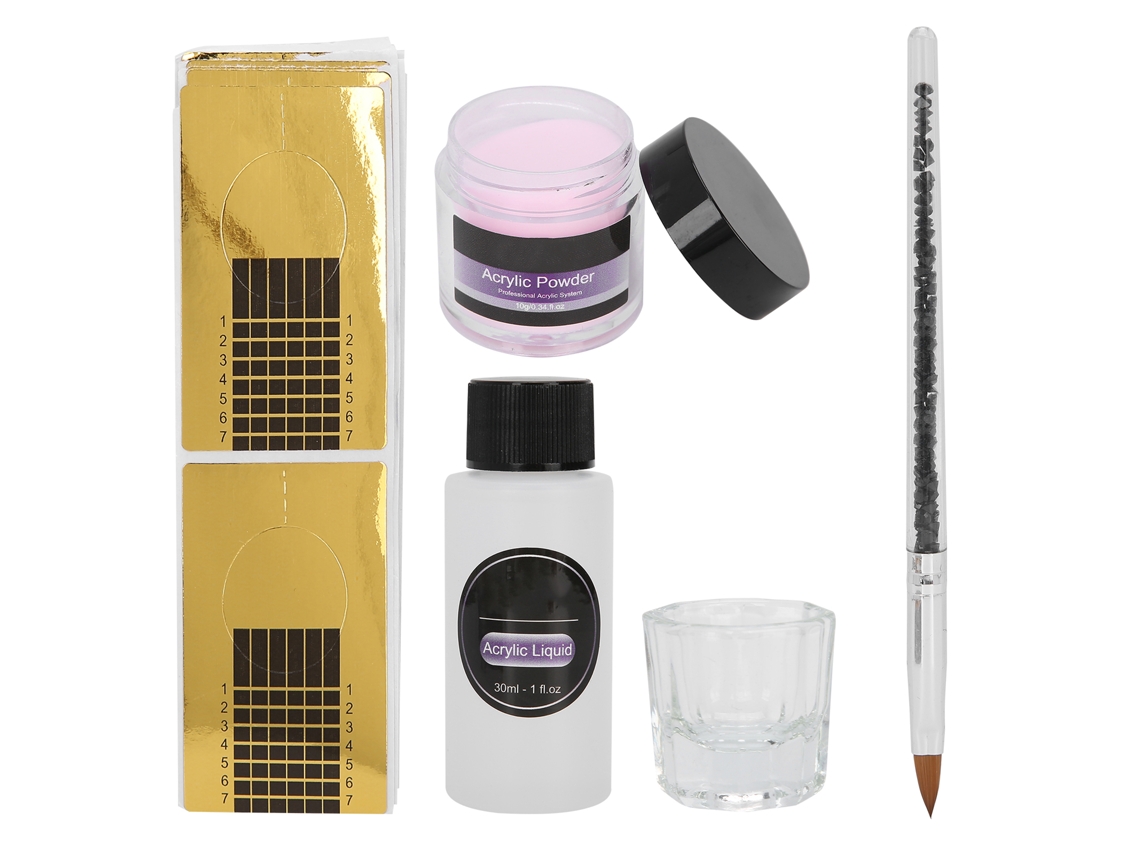 Kit De Esmalte De Unhas Rosalind Em Pó Cristal Diy Com Líquido Acrílico E Ferramentas Profissionais Rosa
