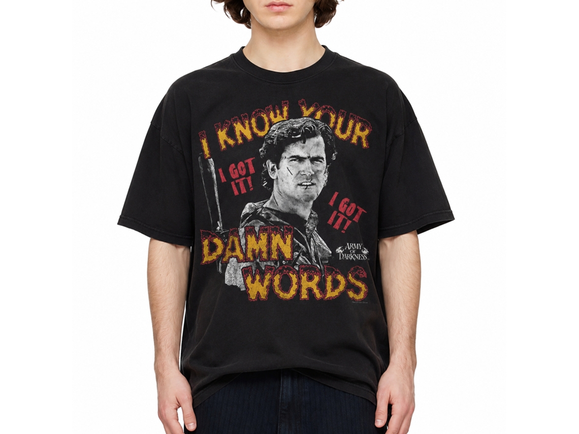 Rockinstone Army Of Darkness Movie Army Of Darkness Movie Know Your Words Black Adult T-shirt Size:xxl