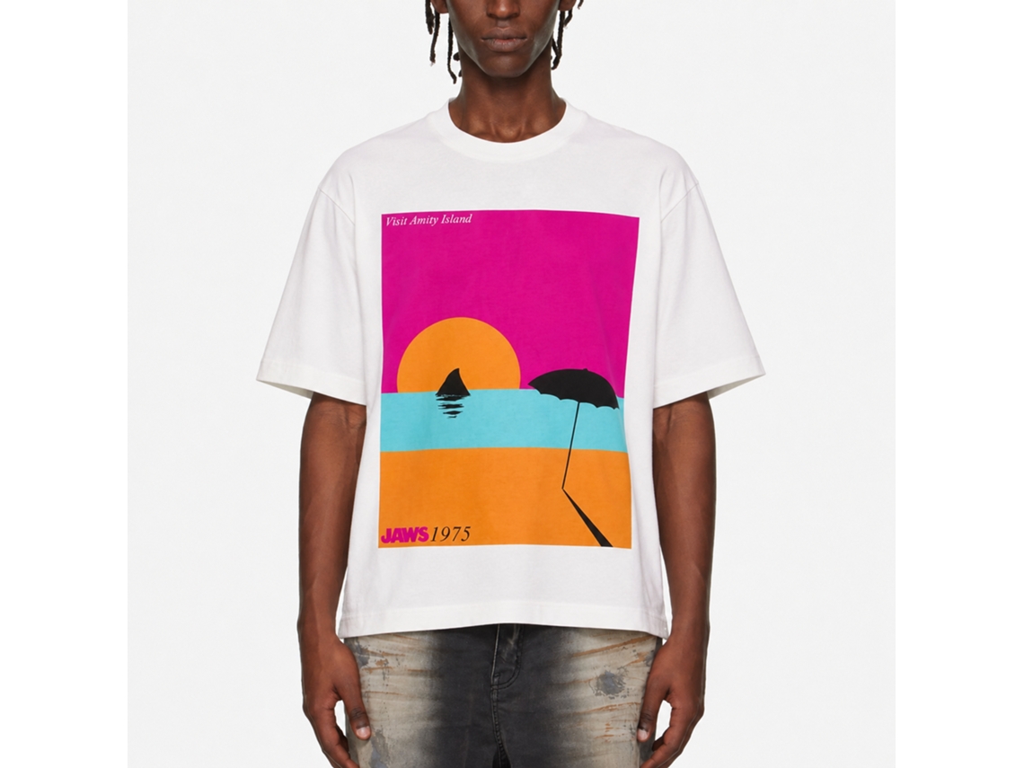 Rockinstone Jaws Movie Visiting White Adult T-shirt Size:xl