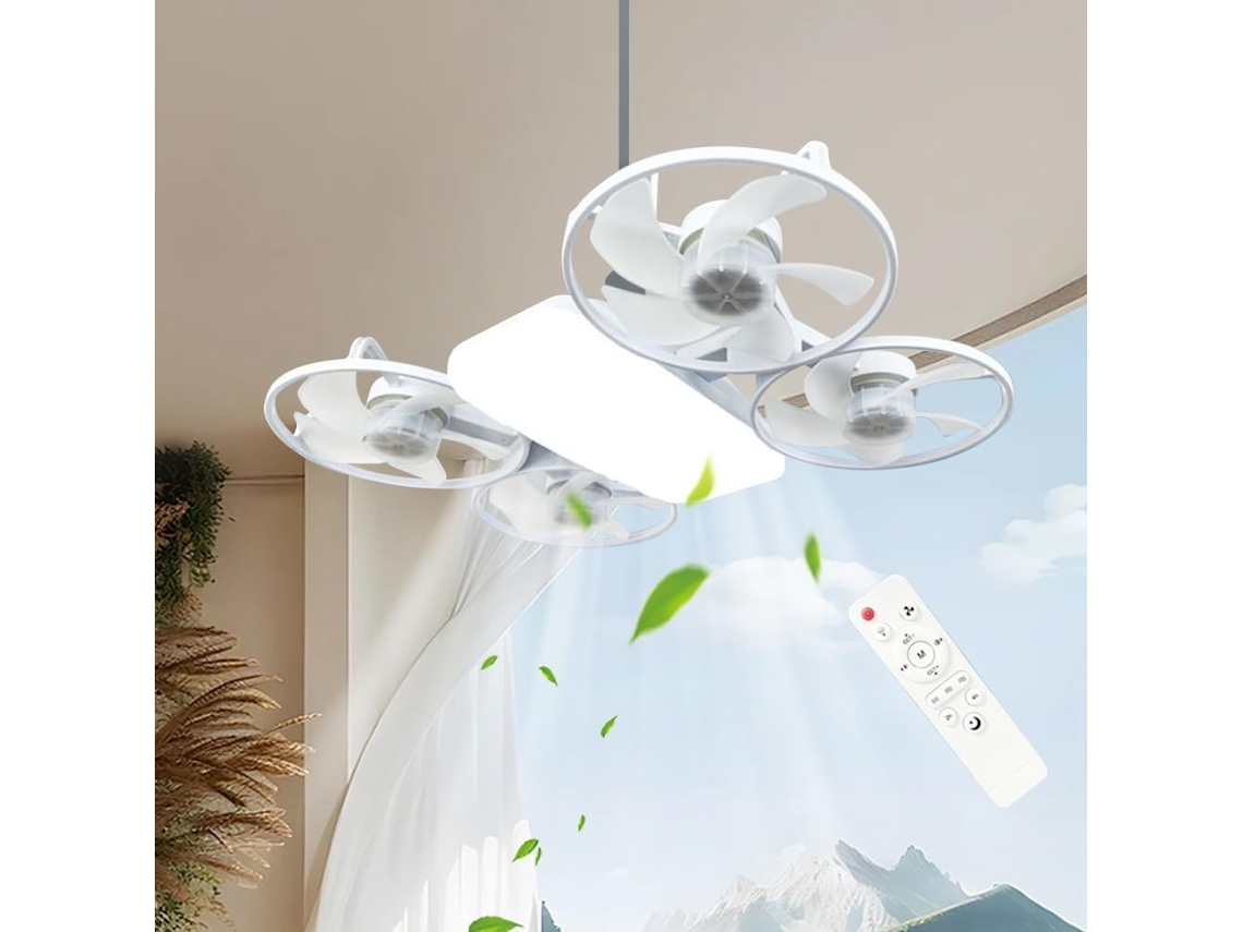 Ventilador De Teto Silencioso 2 Em 1 Com Luz, Led 3 Cores E Controle