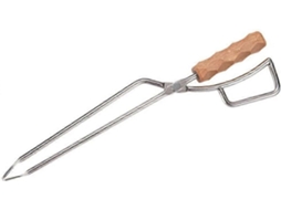 Tenazas de Carvão para Churrasco de Aço Inoxidável com Cabo de Carvalho Resistente Ao Calor Ideal para Acampamento e Piquenique