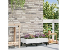 Vidaxl Vaso De Jardim Com Rodas Branco 80 X 40 X 33 Cm Pp