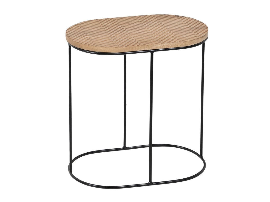 Mesa de Apoio BIGBUY Natural Preto Metal Madeira (Madeira - 60 x 39.5 x 60 cm)
