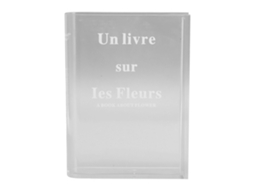 Baok - Vaso decorativo em acrílico transparente em formato de livro com toque cultural, ideal para arranjos florais e decoração de casa - Letras brancas