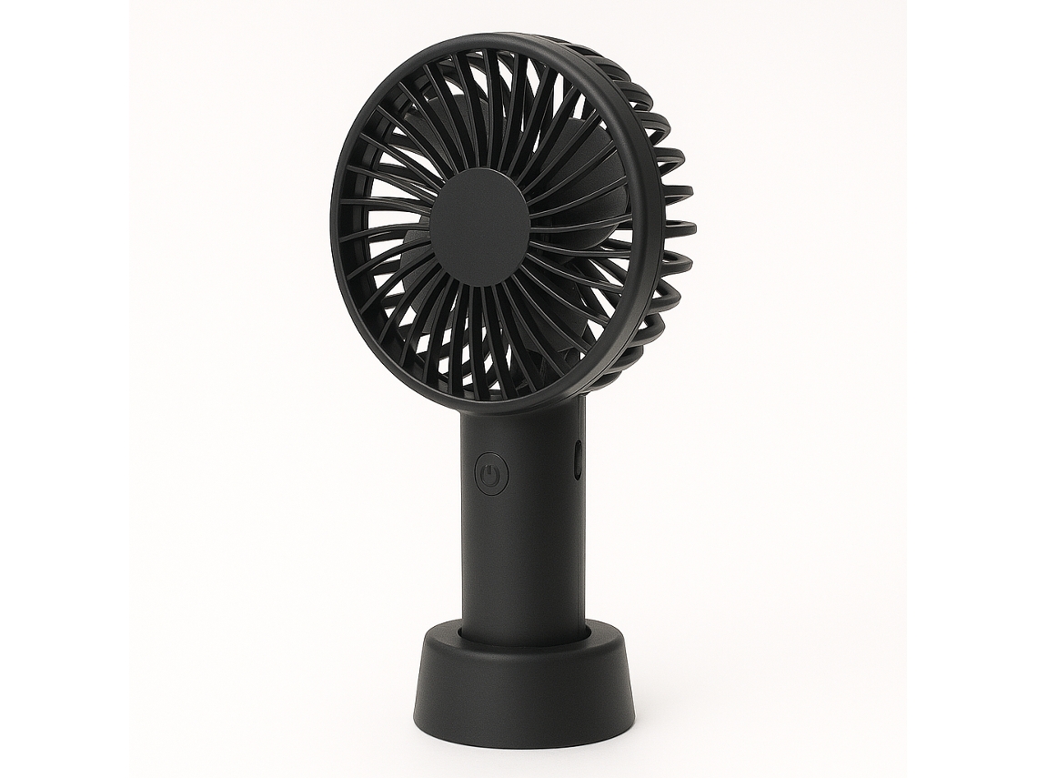 Ventoinha Portátil Com Base | Compacta, Bateria Recarregável, 3 Velocidades, Cabo Incluído Unjeu Fs01 00004 Preto