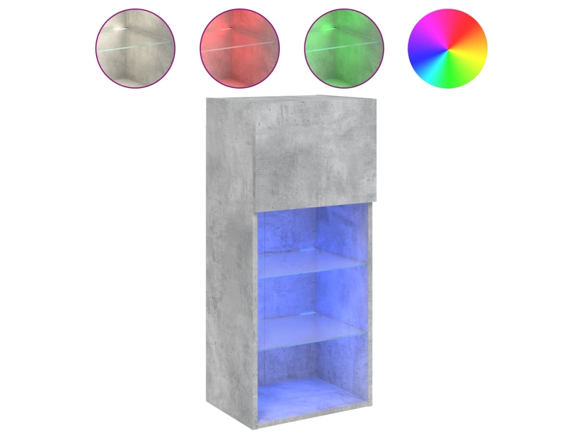 Móvel de Tv com Luzes Led Cinzento Cimento MAISON EXCLUSIVE (40,5x30x90 cm)