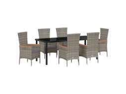Conjunto 7 Conjunto De Móveis De Jardim Vidaxl Cinzento Vime Pe (200 X 80 X 73 Cm)