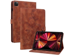 Capa Para Tablet Compatível Com Ipad Pro 12.9 (2020) / (2021) / (2022), Resistente A Impactos, Com Estampa Floral, Em Couro Pu.