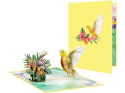 Cartão de Dia Das Mães com Envelope 3d, Apresentando um Pássaro e uma Flor. Design para Professores. SFUSHOS