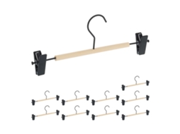 Conjunto 10 Cabides De Madeira Para Calças Com Clipes