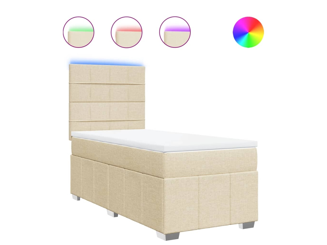 Cama com Molas/colchão 80x200 Cm Tecido Cor Crème MAISON EXCLUSIVE