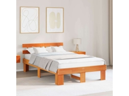 Vidaxl Estrutura da Cama com Cabeceira Marrom Cera 135 X 190 Cm