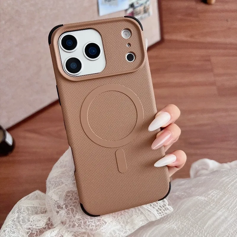 Capa Para Celular (iphone 14 Marrom) Antiderrapante E Resistente A Impactos, Com Carregamento Sem Fio.