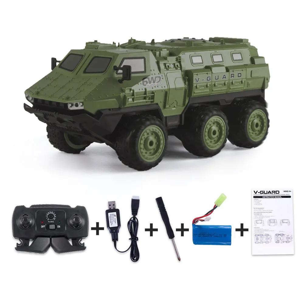 (verde) Caminhão Militar 6x6 com Controle Remoto, Escala 1/16, Veículo Blindado de Alta Velocidade com LED