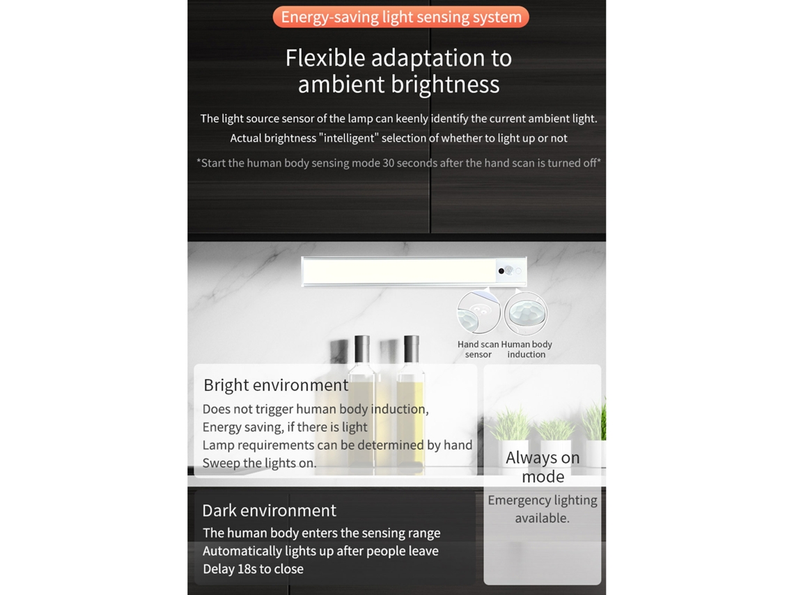 Rebe-nevera Inteligente Para Vinos Con Sensor Pir Automático, Luz Nocturna Ajustable Ultra Delgada Para Armarios