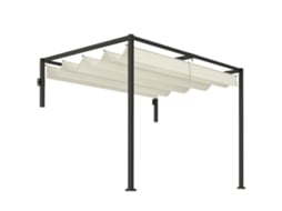 Pérgola de parede com teto retrátil e estrutura de aço 297x211x220 cm creme