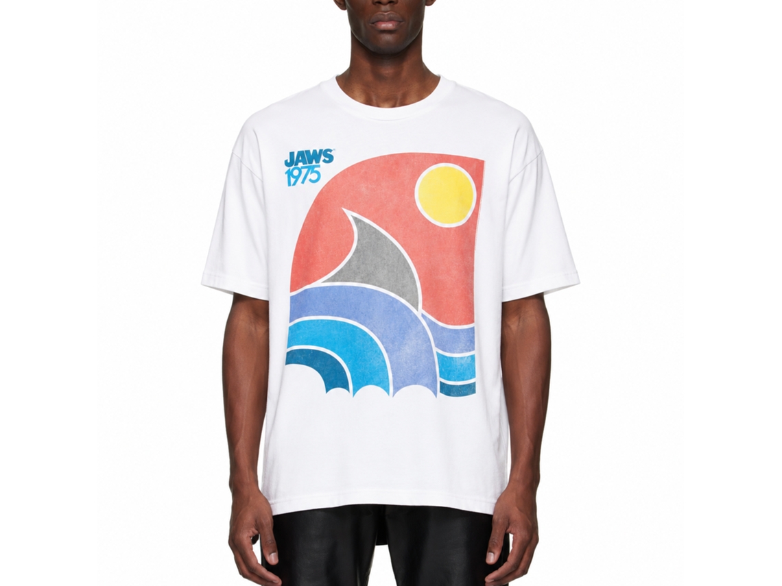 Rockinstone Jaws Movie Color White Adult T-shirt Size:xxl
