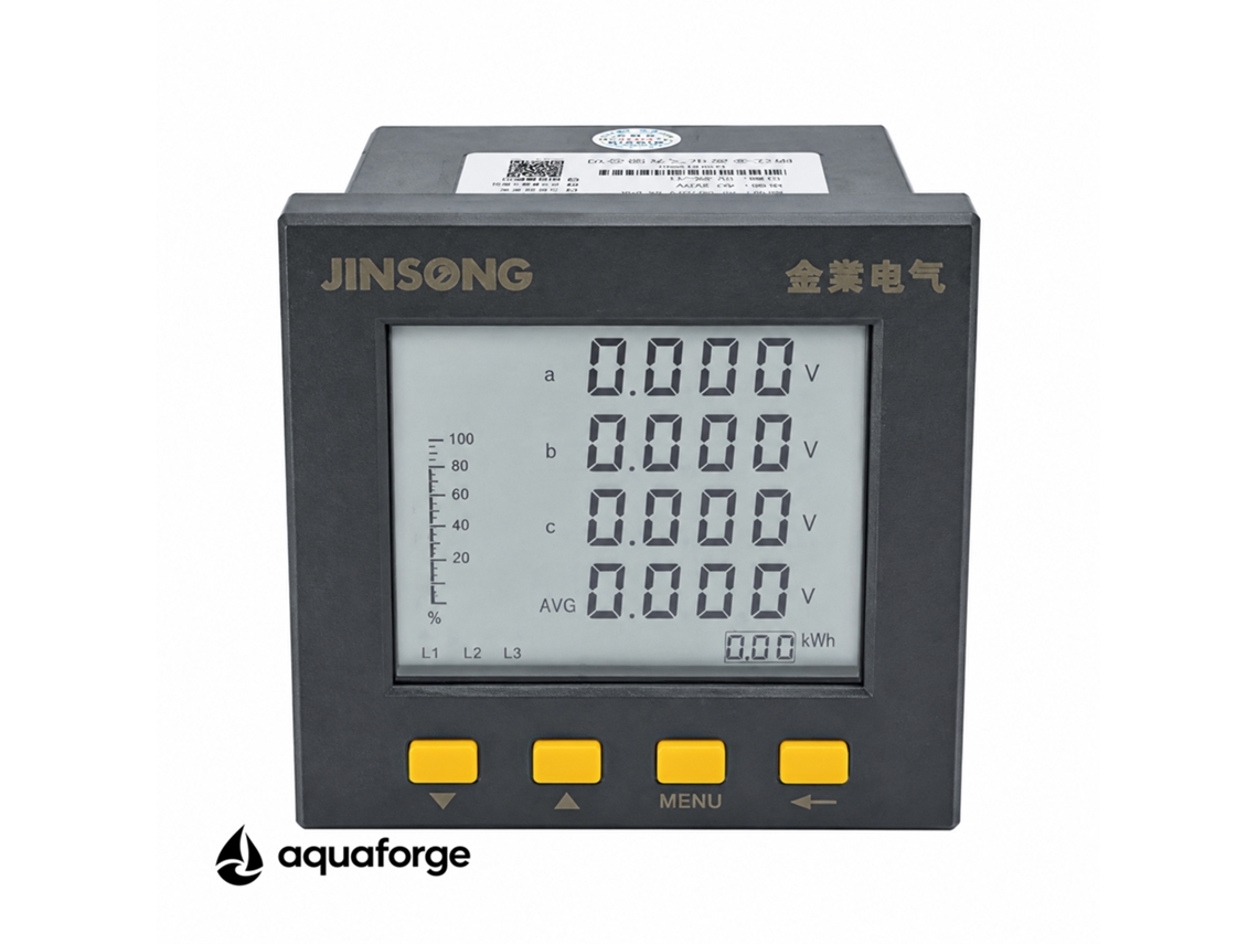 Medidor Elétrico Multifuncional Aquaforge Z-9hfy Com Ecrã Lcd E Rs485 Modbus Para Quadro Elétrico