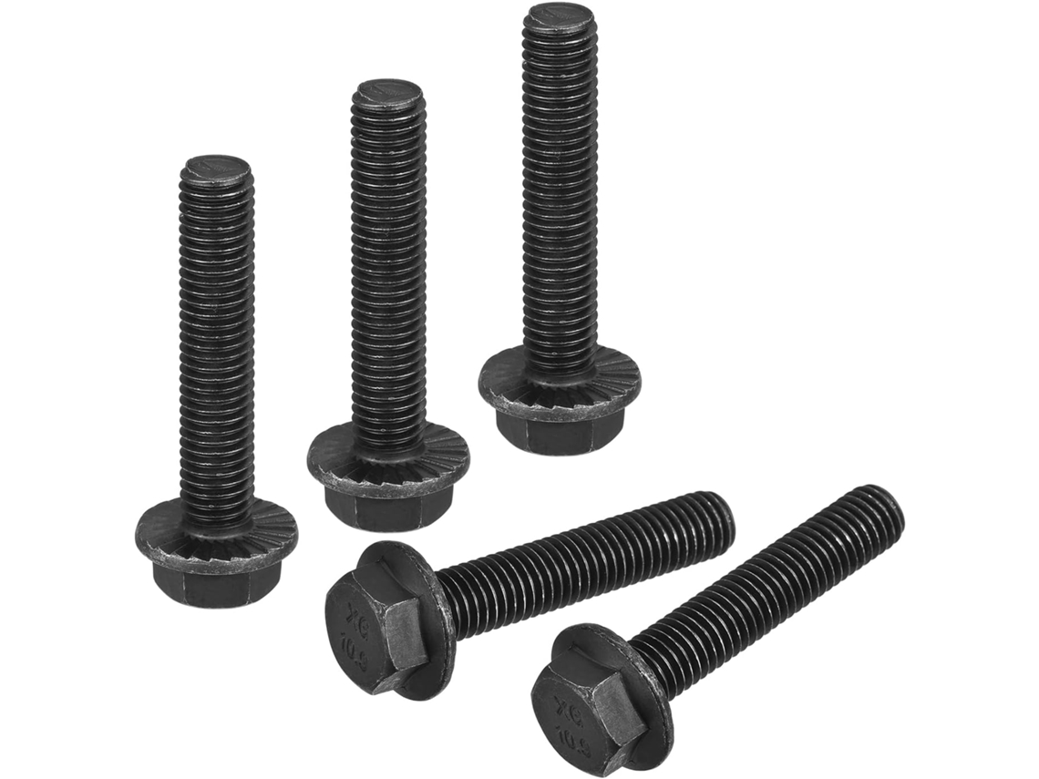 Parafusos Flangeados Sextavados Serrilhados M10x50mm em Aço Carbono Grau 10.9, Pac. 5 Pçs CHABERLU