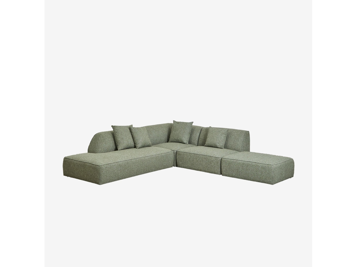 Sofá De Canto Modular Cardea De 3 Peças Com Chaise À Esquerda E Pufe Estofado Poliéster Sklum