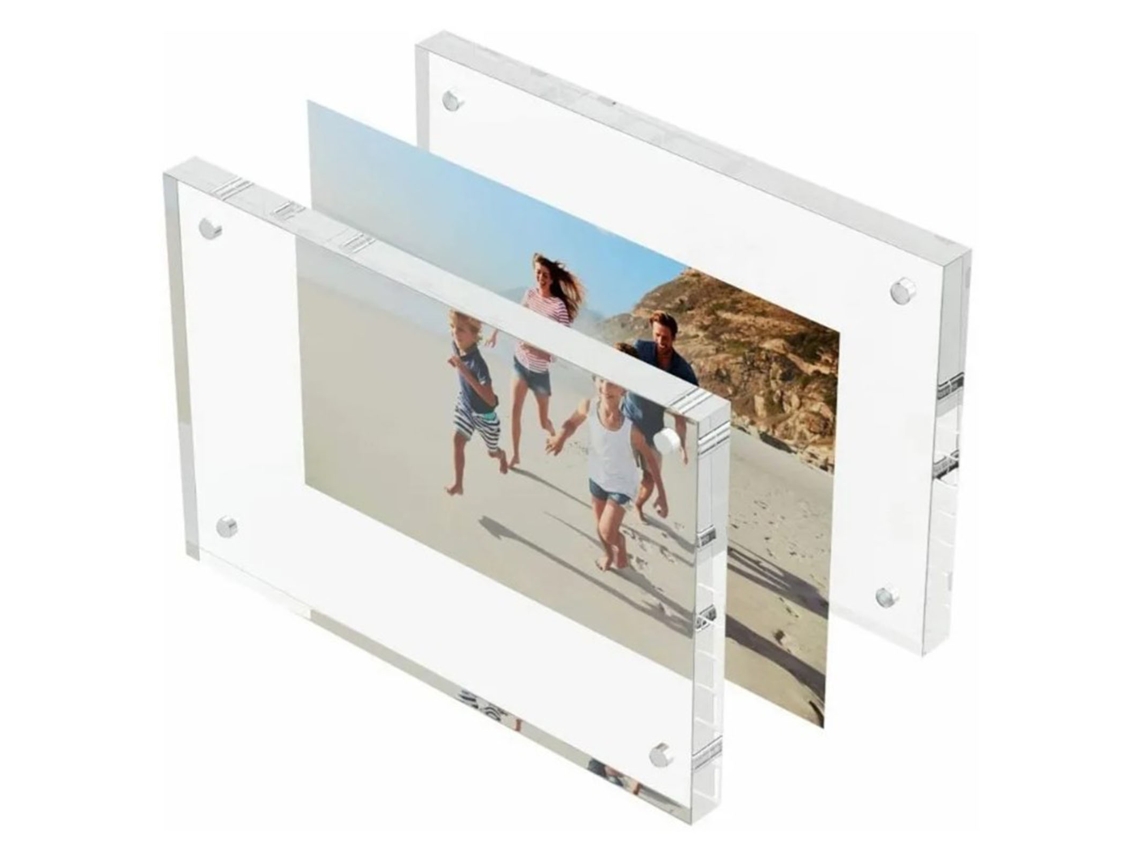 Moldura de mesa em acrílico transparente, semi-moldada